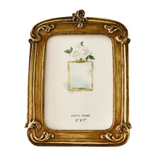 Royal Court Style Photo Frame Light Wood Bedroom Wall Hangings Resin Golden Home Desktop Picture Frame