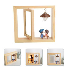 Wooden Photo Frame Double Side Rotating Photo Frame Rotary Picture Frame Table Frame Desktop Decor
