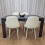 Dining Table with 4 Cream Stitched Padded Chairs Dark Grey Table 11