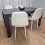 Dining Table with 4 Cream Stitched Padded Chairs Dark Grey Table 6
