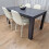 Dining Table with 4 Cream Stitched Padded Chairs Dark Grey Table 7