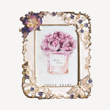 Flower Relief Photo Frame Modern Enamel Creative Metal Photo Frame Gift Wedding Picture Frame Craft Ornament