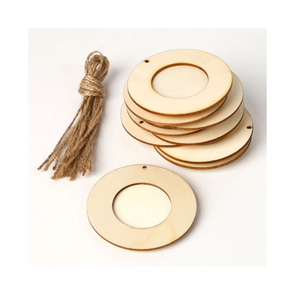 10pcs/set Wooden Mini Round Photo Frame Hanging Crafts DIY With Ropes Home Decoration Ornament-image-OPC-PCFVFH5-NEW