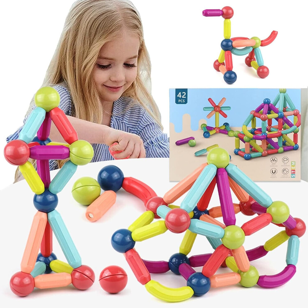 42Pcs Kids Magnetic Building Blocks Construction Toys Educational Toy