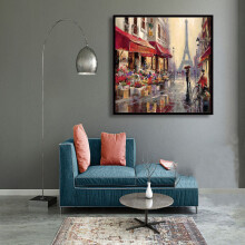 Home Interior Ornamental Painting Picture Printing On Canvas Model View Street Flower Hand Embellishment Decoration For Bedroom