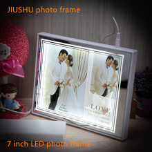 Nordic mirror glass LED photo frame 7 inch retro photo shadow box photo frame birthday children decoration2022