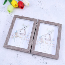 4x6 Inch Wooden Picture Frame Double Rectangular Photo Frame (Light Grey)