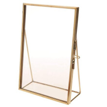 Antique Rectangular Freestanding Transparent Glass Photo Frame for Home Decoration - Gold, 15.2 x 20.3 cm