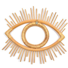 Hand-woven Rattan Eye Mirror Studio Frame Vintage Eye Decoration Creative Photo Frame Wall Hanging Art DIY Craft Home Decoration