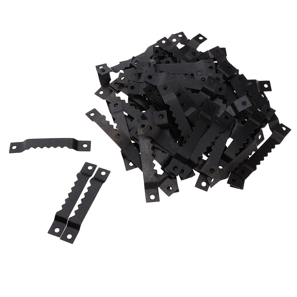 100Pcs Metal Sawtooth Photo/Picture Wooden Frame Hanging Hangers Double Hole, For Home Decoration Hanging Hardware, 65Mm 885665709297