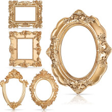 5Pcs Vintage Resin Picture Frame Wall Hanging Photo Frame Table Top Jewelry Display Frame Holiday Party Hotel Decor