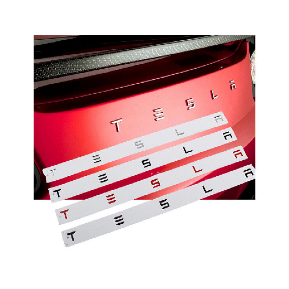 (Silver) 3d Abs Tesla Letters Logo Rear Trunk Emblem Badge