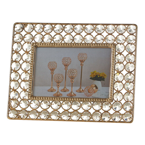 Sparkling Crystal Bead Photo Frame Rectangle Photo Display Decor Ornament