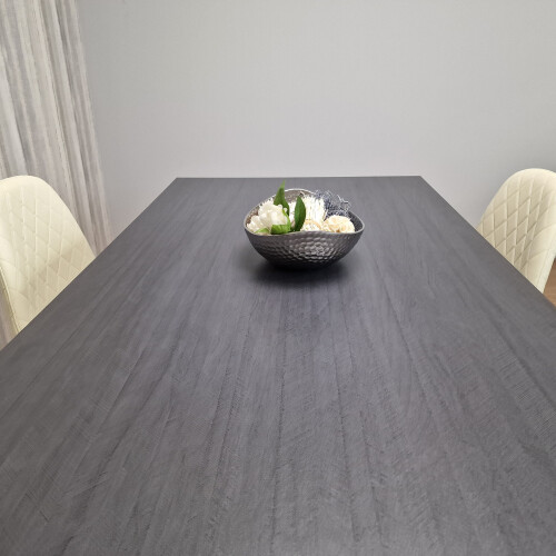Grey Dining Table and 4 Cream Stitched Chairs Kitchen Dining Table for 4 Dining Room Dining Set 1