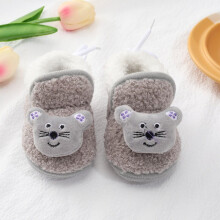 ( Gray, 13-18M) Infant Baby Boys Girls Warm Snow Boots Fluffy Slipper Anti-slip Cotton Shoes
