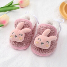 ( Pink, 0-6M) Infant Baby Boys Girls Warm Snow Boots Fluffy Slipper Anti-slip Cotton Shoes