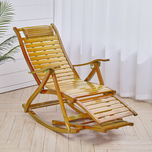 Living And Home Bamboo Rocking Chair Foldable Recliner 1