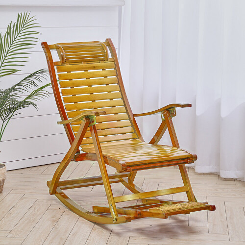 Living And Home Bamboo Rocking Chair Foldable Recliner 2