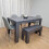 Dark Grey Dining Table with 4 Diamond Stitched Grey Chairs and 1 Bench 12