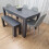 Dark Grey Dining Table with 4 Diamond Stitched Grey Chairs and 1 Bench 5