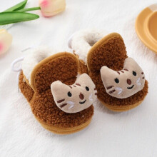 ( Brown, 13-18M) Infant Baby Boys Girls Warm Snow Boots Fluffy Slipper Anti-slip Cotton Shoes