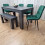Grey Dining Table and 4 Green Velvet Tufted Chairs with 1 Bench 10