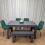 Grey Dining Table and 4 Green Velvet Tufted Chairs with 1 Bench 1