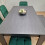Grey Dining Table and 4 Green Velvet Tufted Chairs with 1 Bench 13