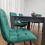 Grey Dining Table and 4 Green Velvet Tufted Chairs with 1 Bench 6