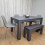 Dark Grey Dining Table with 4 Diamond Stitched Grey Chairs and 1 Bench 10