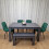 Grey Dining Table and 4 Green Velvet Tufted Chairs with 1 Bench 2