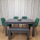 Grey Dining Table and 4 Green Velvet Tufted Chairs with 1 Bench 11