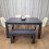 Dining Table Set 4 Grey Dining Table and 4 Diamond Padded Stitched Cream Chairs with 1 Bench 1
