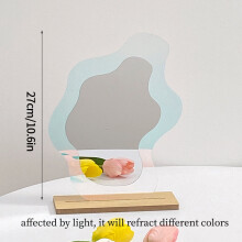Irregular Flower Mirror Acrylic Makeup Mirror Wall Hanging Decorative Mirror for Dormitory Bedroom Desktop Ornament tray