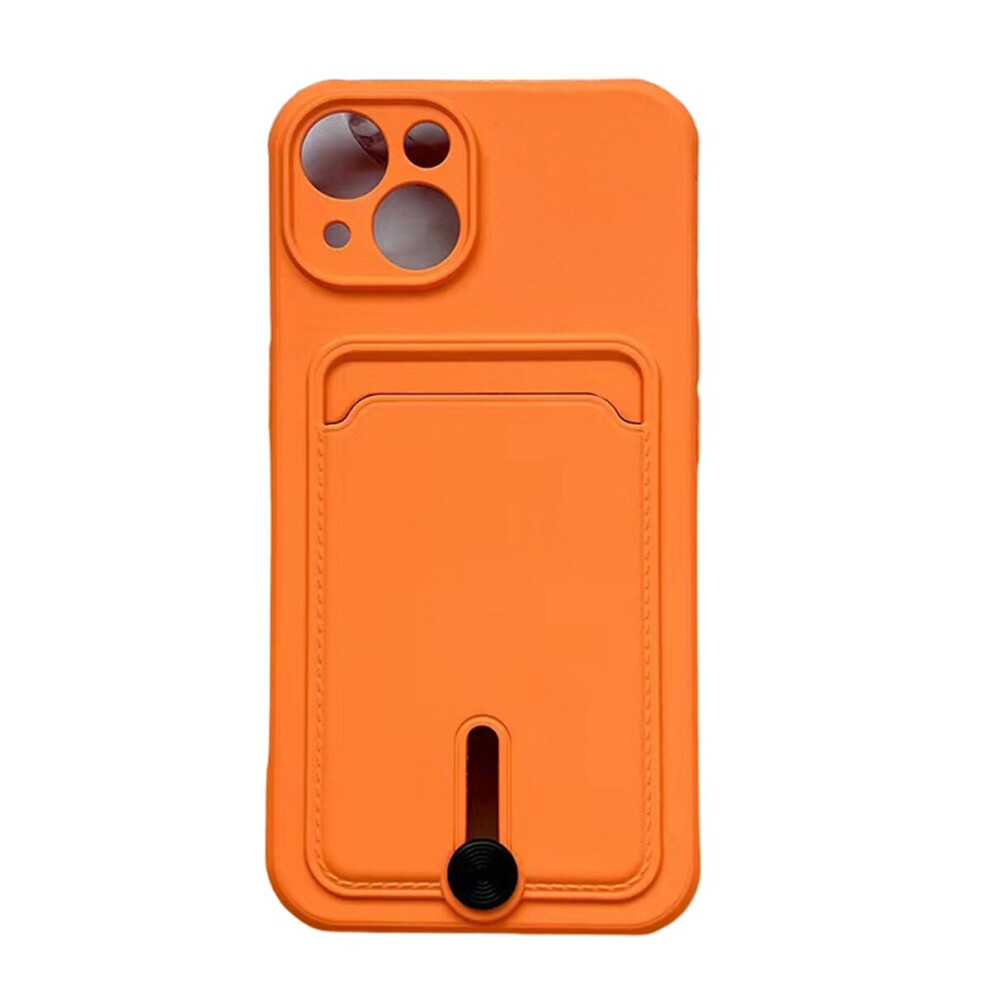 Silicone Card Holder Protection Case Compatible With Iphone 15 Plus In Orange 9145584623083