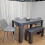 Dark Grey Dining Table with 4 Diamond Stitched Grey Chairs and 1 Bench 11