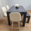 Dining Table Set 4 Grey Dining Table and 4 Diamond Padded Stitched Cream Chairs with 1 Bench 11