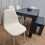 Dining Table Set 4 Grey Dining Table and 4 Diamond Padded Stitched Cream Chairs with 1 Bench 7