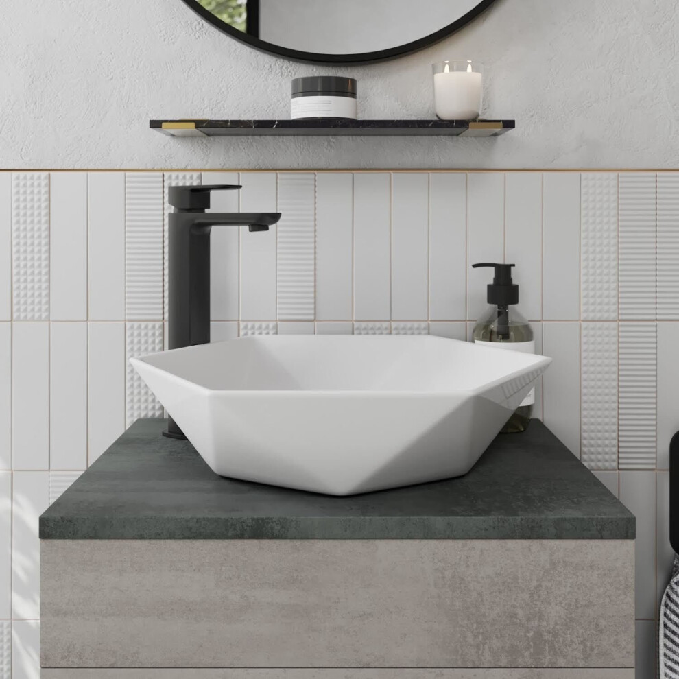 Affine Countertop Basin Gloss White - 480 X 420Mm 5056696000652