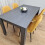 Luxurious Dark Grey Dining Table with 4 Mustard-Stitched Chairs Dining Room set 9