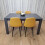 Luxurious Dark Grey Dining Table with 4 Mustard-Stitched Chairs Dining Room set 1