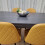 Luxurious Dark Grey Dining Table with 4 Mustard-Stitched Chairs Dining Room set 3