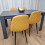 Luxurious Dark Grey Dining Table with 4 Mustard-Stitched Chairs Dining Room set 6
