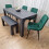 Grey Dining Table and 4 Green Velvet Tufted Chairs with 1 Bench 9