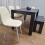 Dining Table Set 4 Grey Dining Table and 4 Diamond Padded Stitched Cream Chairs with 1 Bench 13