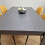 Luxurious Dark Grey Dining Table with 4 Mustard-Stitched Chairs Dining Room set 4