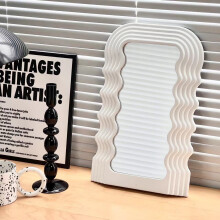 (Silver-111x111cm) Wave Mirror Cosmetic Mirror Makeup Desktop Irregular Mirrors For Wall Creative Ins Home Decor Make Up Accessories