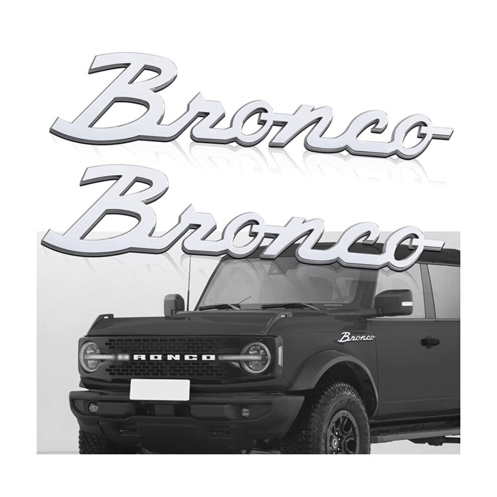 (Silver) 3D Metal Ford Bronco Letter Emblem Fender Sticker Silver 4754135873232