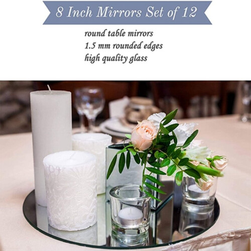 Round Acrylic Mirror Tray 8inch Circle Candle Mirror Plate Decor Accessory 2