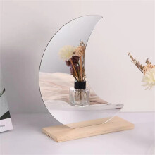 Makeup Mirror Ins Irregular Acrylic Decorative Mirror Wooden Base Cosmetic de maquillaje Beauty Tools